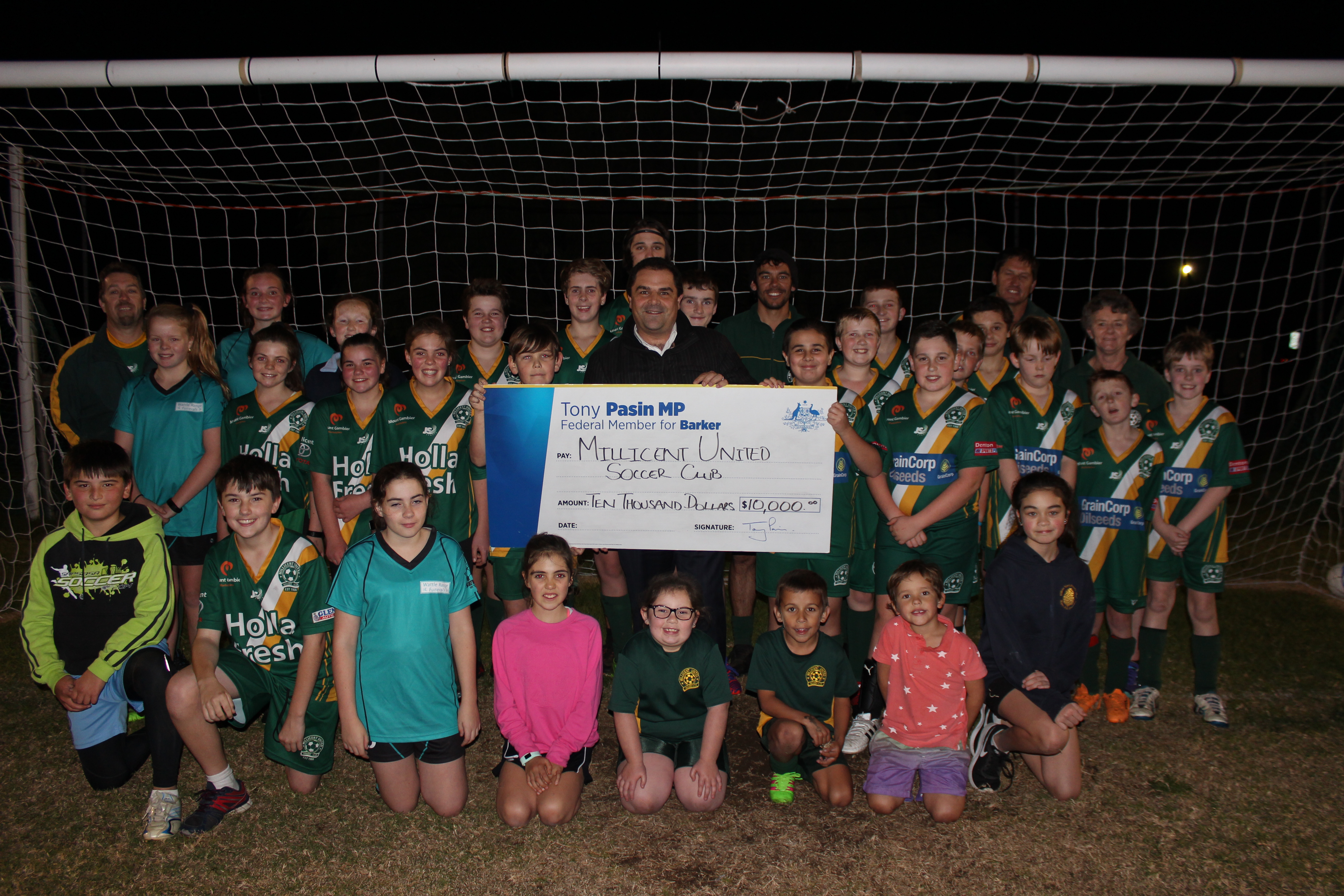 PASIN SECURES FUNDING FOR MILLICENT UNITED SOCCER CLUB