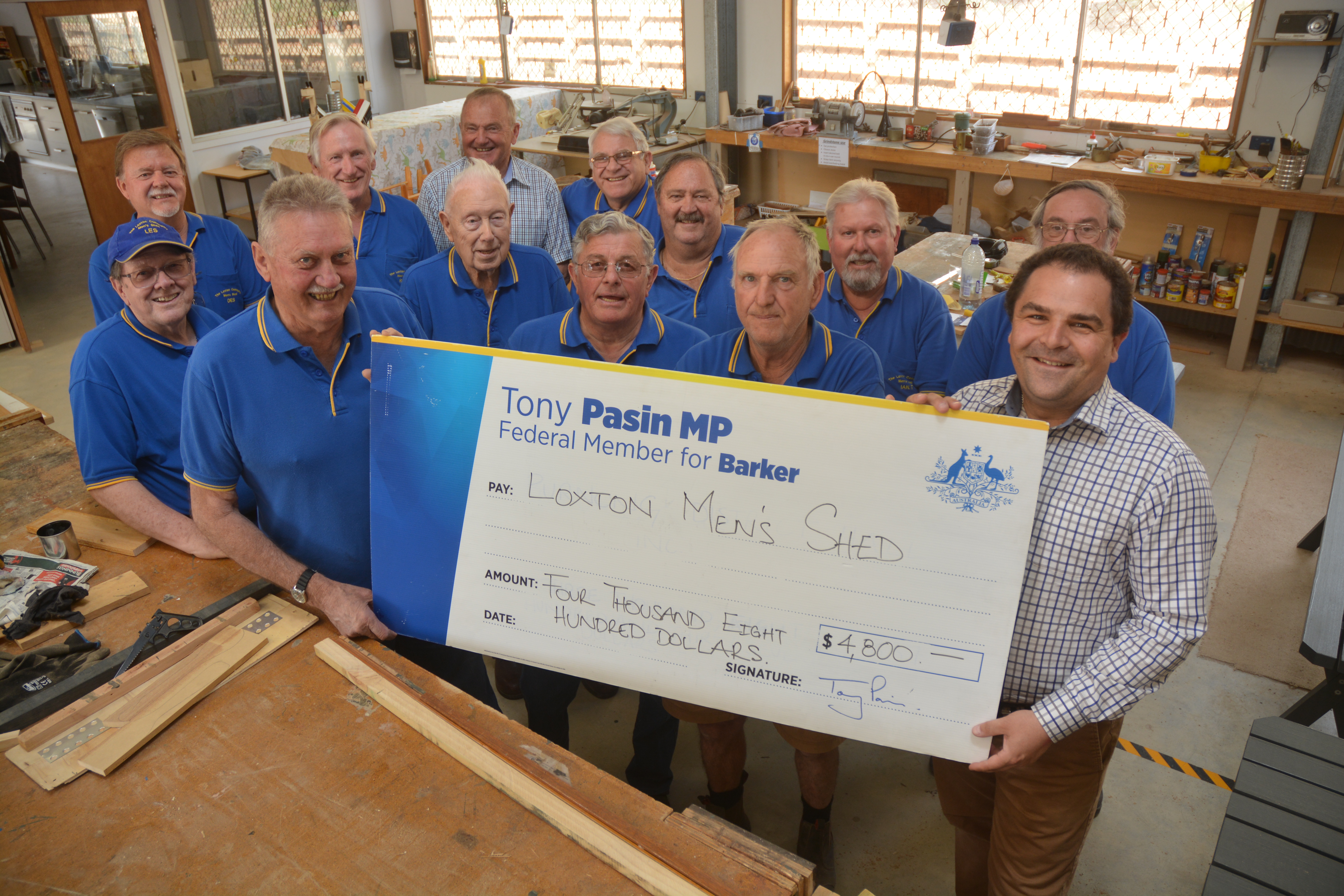 PASIN SECURES LOXTON MEN’S SHED FUNDING
